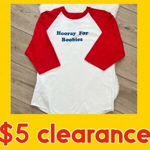 ROCK OF AGES Horray For Boobies Raglan Baseball T-Shirt XL